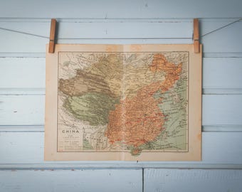 1937 Vintage Map of China