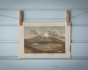 1897 Vintage Cotopaxi Chromolithograph Illustration