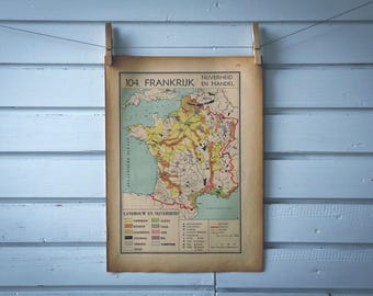 1941 Vintage Map of France