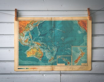1958 Vintage Oceania Map