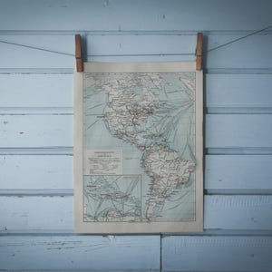 Mapa de tráfego vintage das Américas de 1897