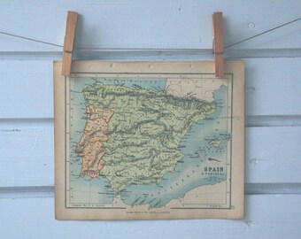 1896 Vintage Map of Spain