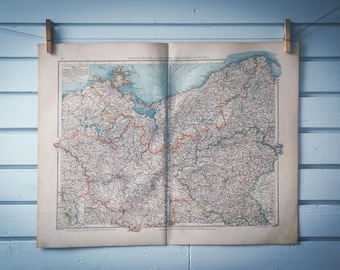 1901 Vintage East Germany & West Poland Map