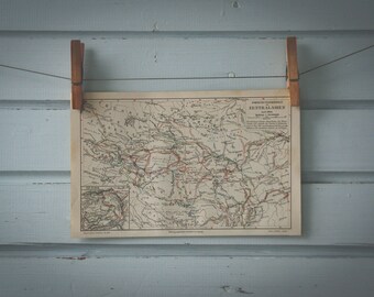 1907 Vintage Map of Central Asia Exploration