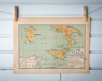 1941 Vintage South Italy Map