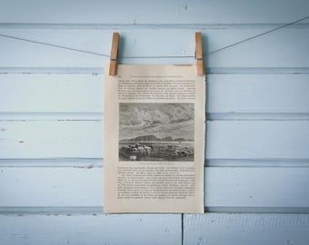 1897 Vintage Bellot Island Lithograph Illustration
