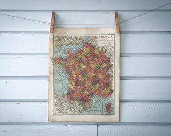 1916 Vintage Map of France