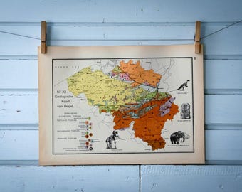 1941 Vintage Belgium Geology Map