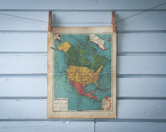 1916 Vintage North America Map