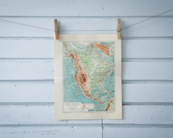 1907 Vintage North America Map
