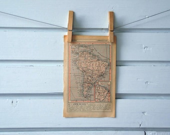 1920s Vintage South America Map