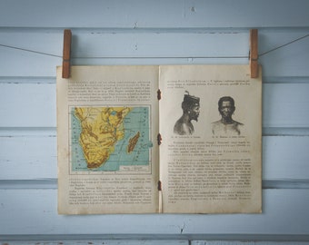 1916 Vintage Central & South Africa Map