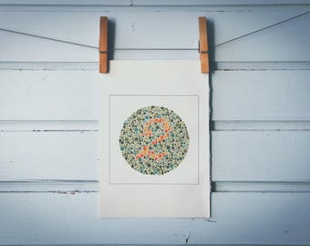 1986 Vintage Number 2 Ishihara Color Test Plate