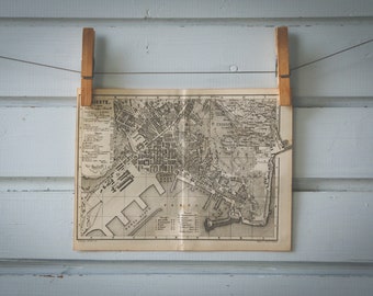 1876 Vintage Map of Trieste