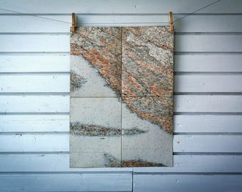 1930s Vintage Central Dalmatia Map