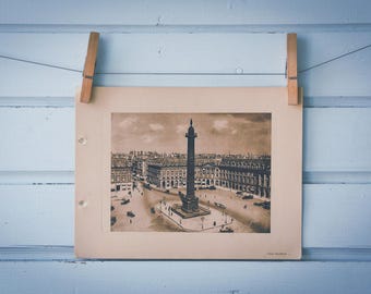 1910s Vintage Paris Place Vendôme Illustration