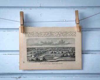 1890 Vintage Dutch Landscape Lithograph Illustration