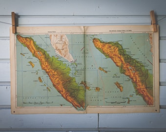 1954 Vintage Map of Sumatra