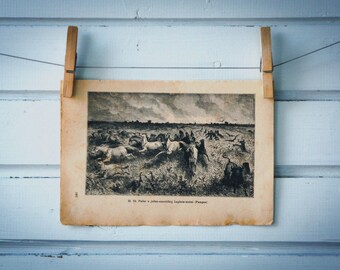 1888 Vintage Conflagration Escape Lithograph Illustration