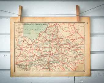 1941 Vintage Map of Dutch Gelderland Province