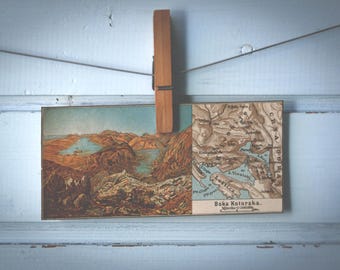 1908 Vintage Bay of Kotor Chromolithograph Illustration