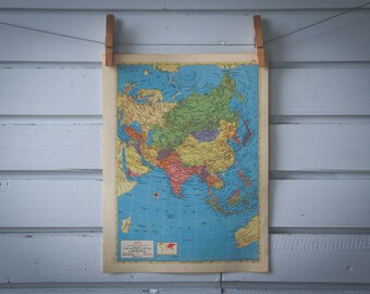 1958 Vintage Map of Asia