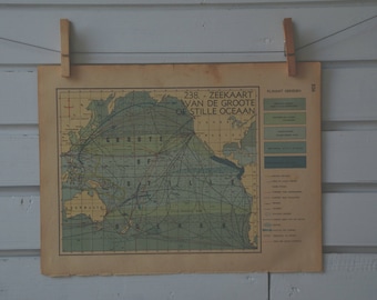 1941 Vintage Map of the Pacific Ocean