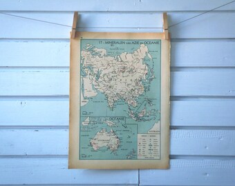 1941 Vintage Asia & Australia Minerals Map