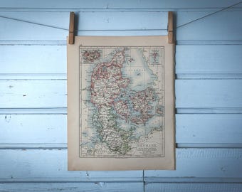 1895 Vintage Map of Denmark