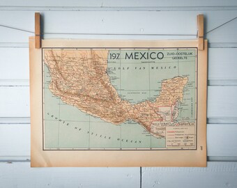 1941 Vintage South Mexico Map