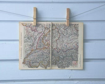 1933 Vintage Switzerland & South Germany Map