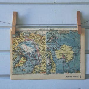 Mapa vintage de las regiones polares de 1938
