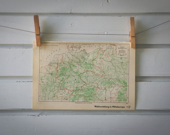 1936 Vintage Central Europe Forest Coverage Map