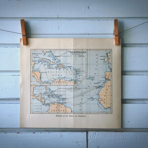Kaart vintage reizen van Christoffel Columbus uit 1894