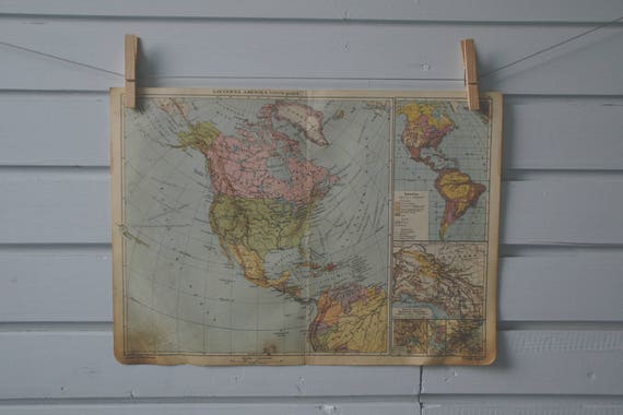 1930s Vintage North America Map