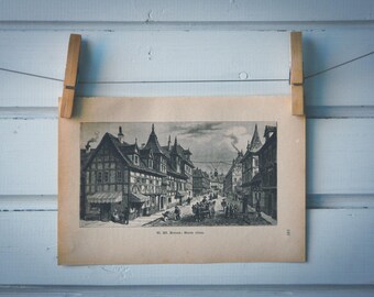 1890 Vintage Rouen Lithograph Illustration