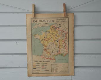 1941 Vintage Map of France