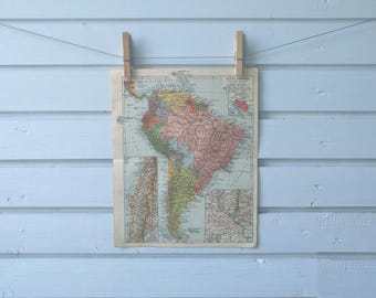 1938 Vintage South America Map