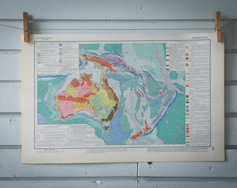 1964 Vintage Australia Geomorphology Map