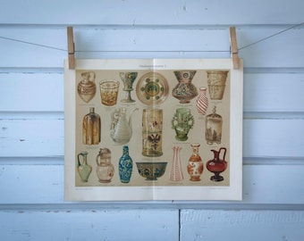 1907 Vintage Glass Artistry Chromolithograph Illustration