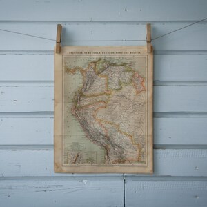 Vintage kaart uit 1887 van Colombia, Venezuela, Ecuador en Peru
