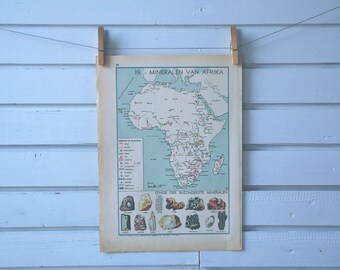 1941 Vintage Africa Minerals Map