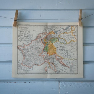 Vintage kaart uit 1907 van Centraal-Europa begin 19e eeuw