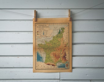 1946 Vintage Map of France