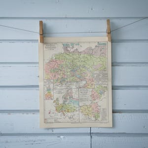 Carte d'Europe de l'arrivée du printemps 1907, vintage