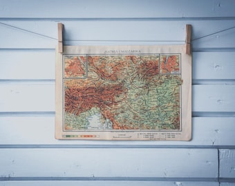 1952 Vintage Austria & Hungary Map