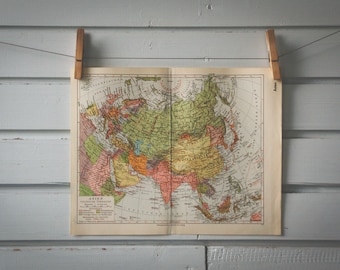 1936 Vintage Map of Asia
