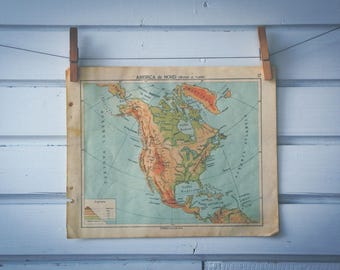 1924 Vintage North America Map