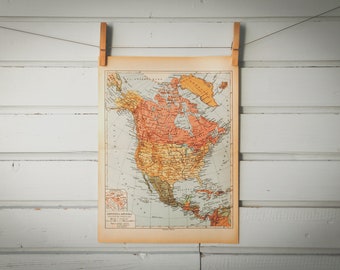 1936 Vintage North America Map