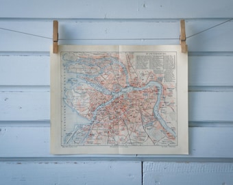 1907 Vintage Saint Petersburg Map